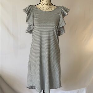 J. Crew Sz XS Striped Cotton Dress w/ Ruffles.